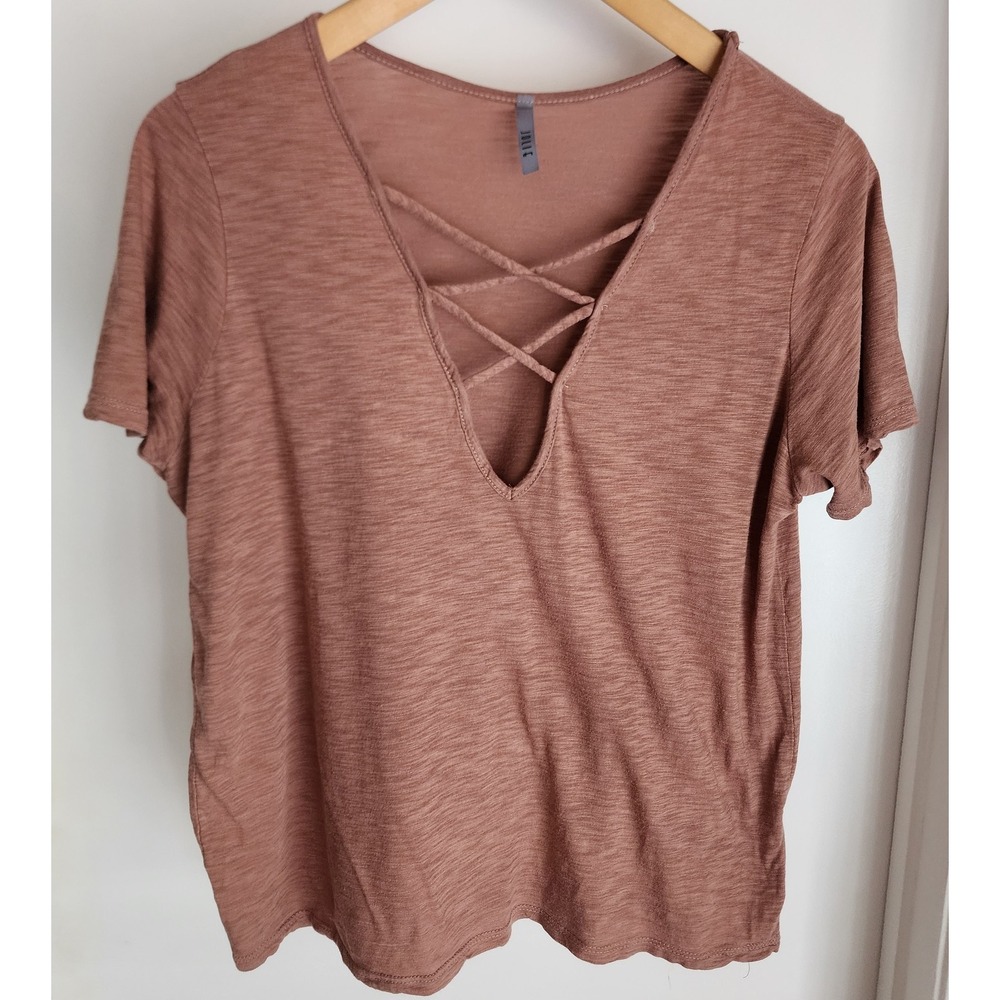 Jolie Women's T-Shirt S Brown Cotton Modal‎ Casual Tee